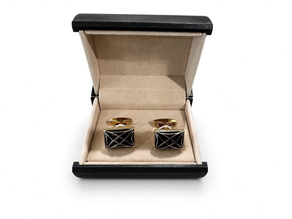 Black and Gold-Tone Lattice Cufflinks - Wm. Fox & Co.