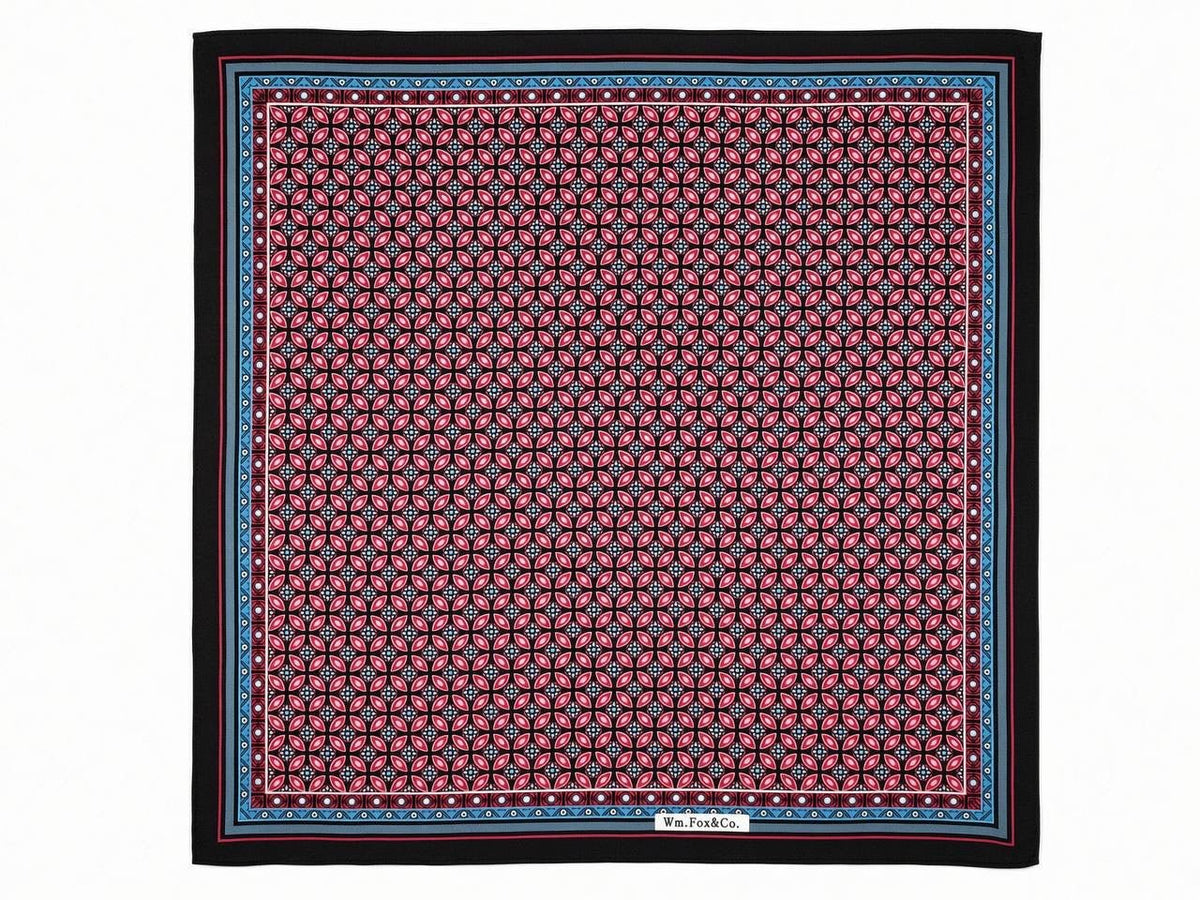 Black Border Rose Mosaic Pocket Square - Wm. Fox & Co.