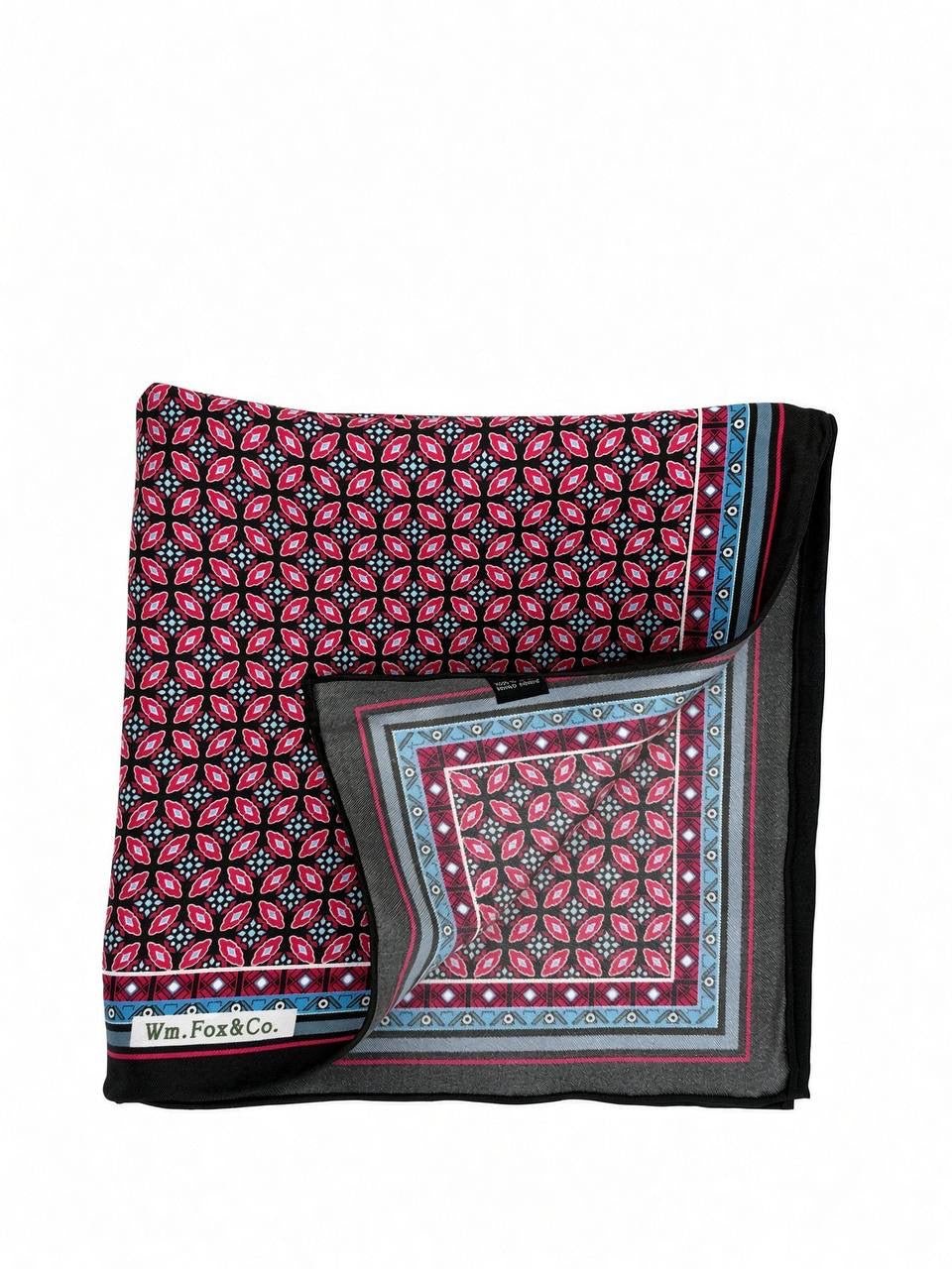 Black Border Rose Mosaic Pocket Square - Wm. Fox & Co.