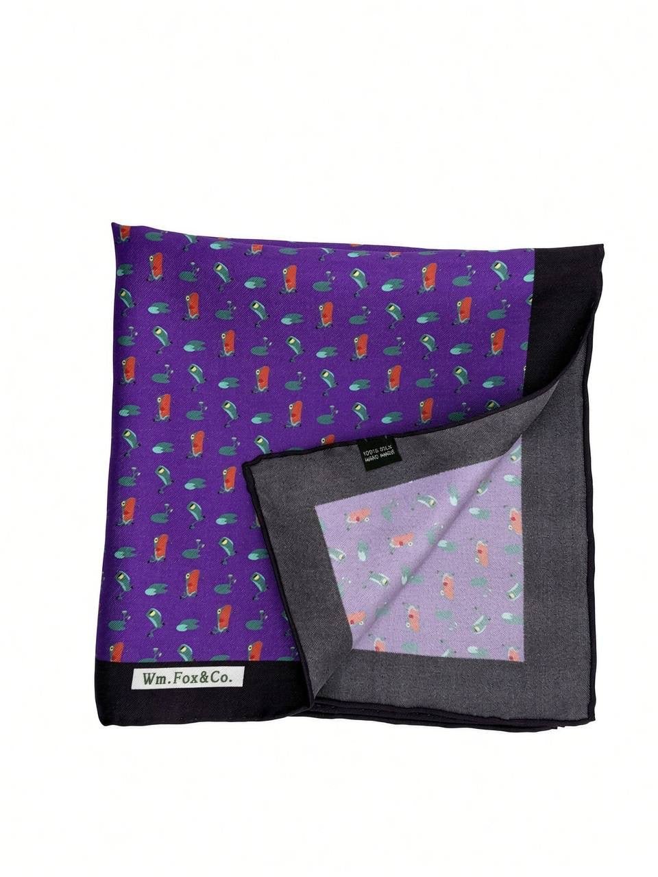 Black Border Violet Mini Motif Pocket Square - Wm. Fox & Co.