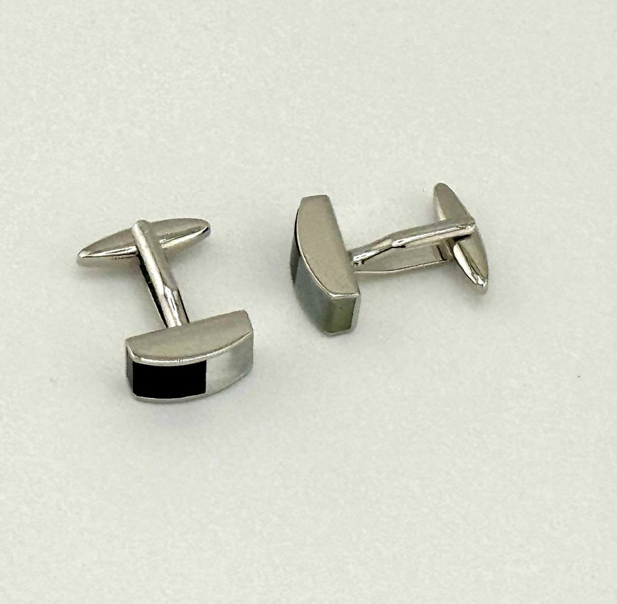 Black Curved Inlay Cufflinks - Wm. Fox & Co.