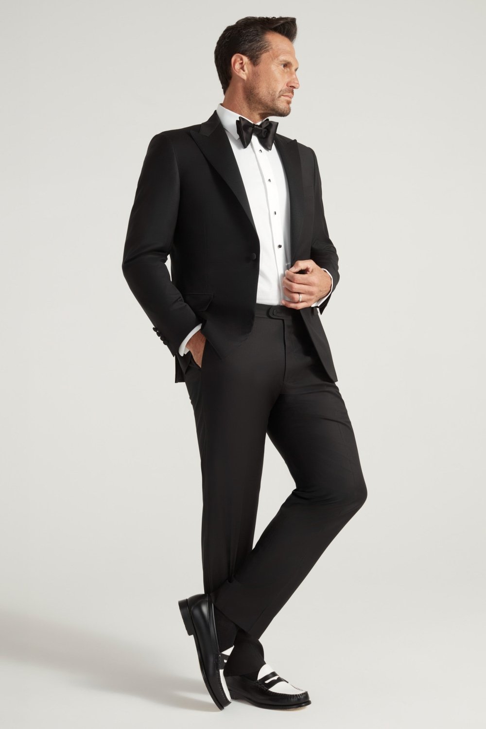 Black Peak Lapel Honey Way Super 150's Wool Tuxedo - Wm. Fox & Co.