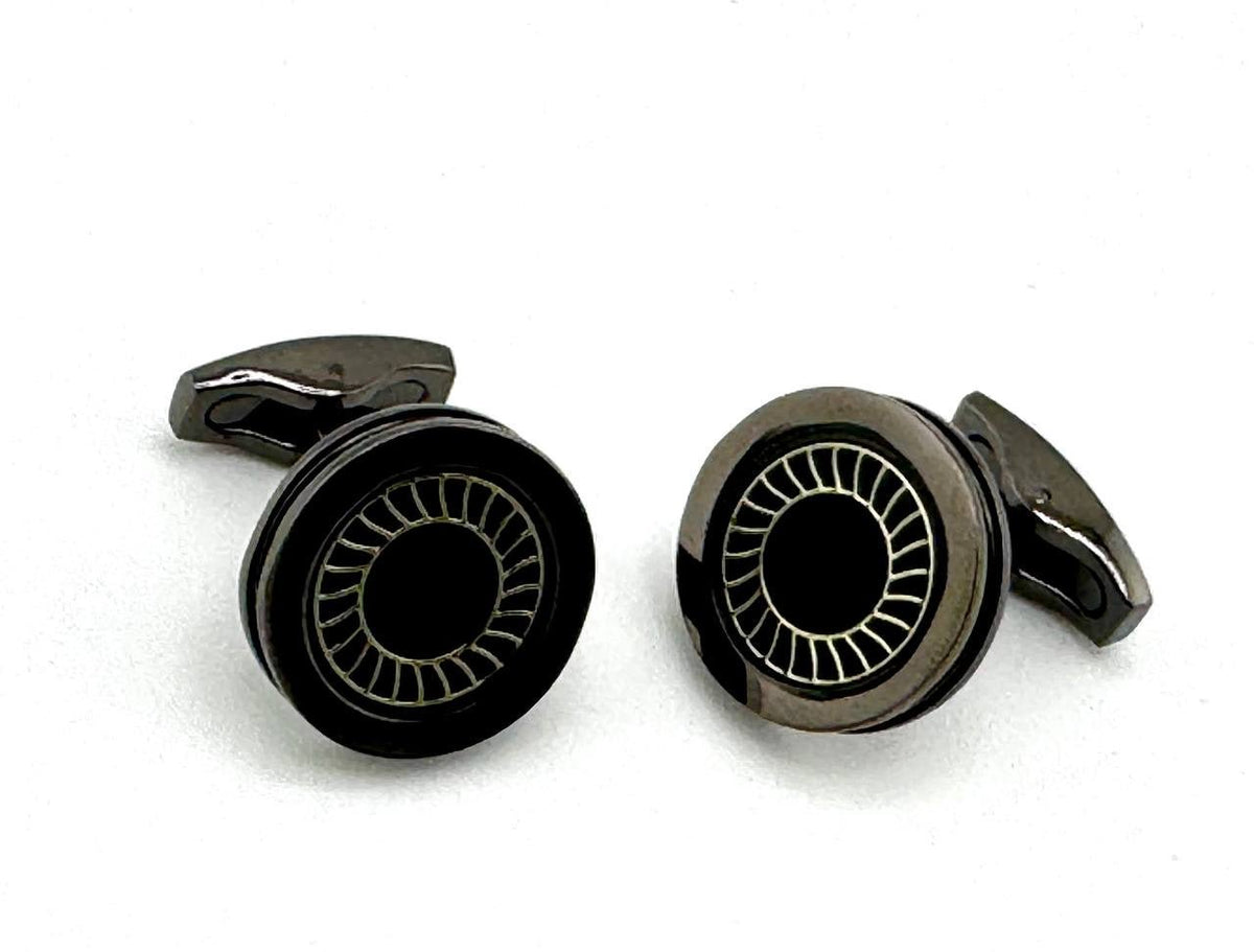 Black Radial Circle Cufflinks - Wm. Fox & Co.