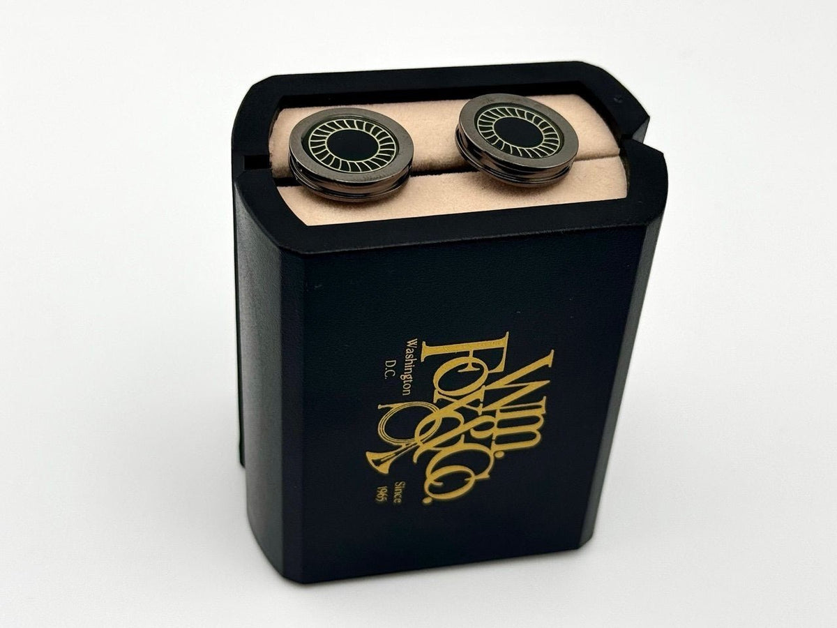 Black Radial Circle Cufflinks - Wm. Fox & Co.