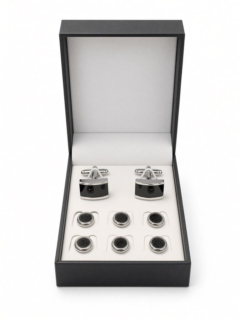 Black Rectangular Cufflink & Stud Set - Wm. Fox & Co.