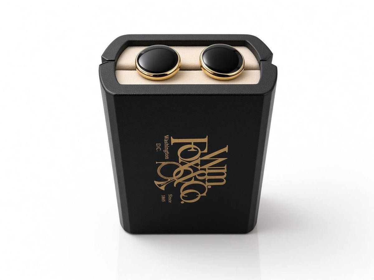 Black Round Gold-Tone Cufflinks - Wm. Fox & Co.