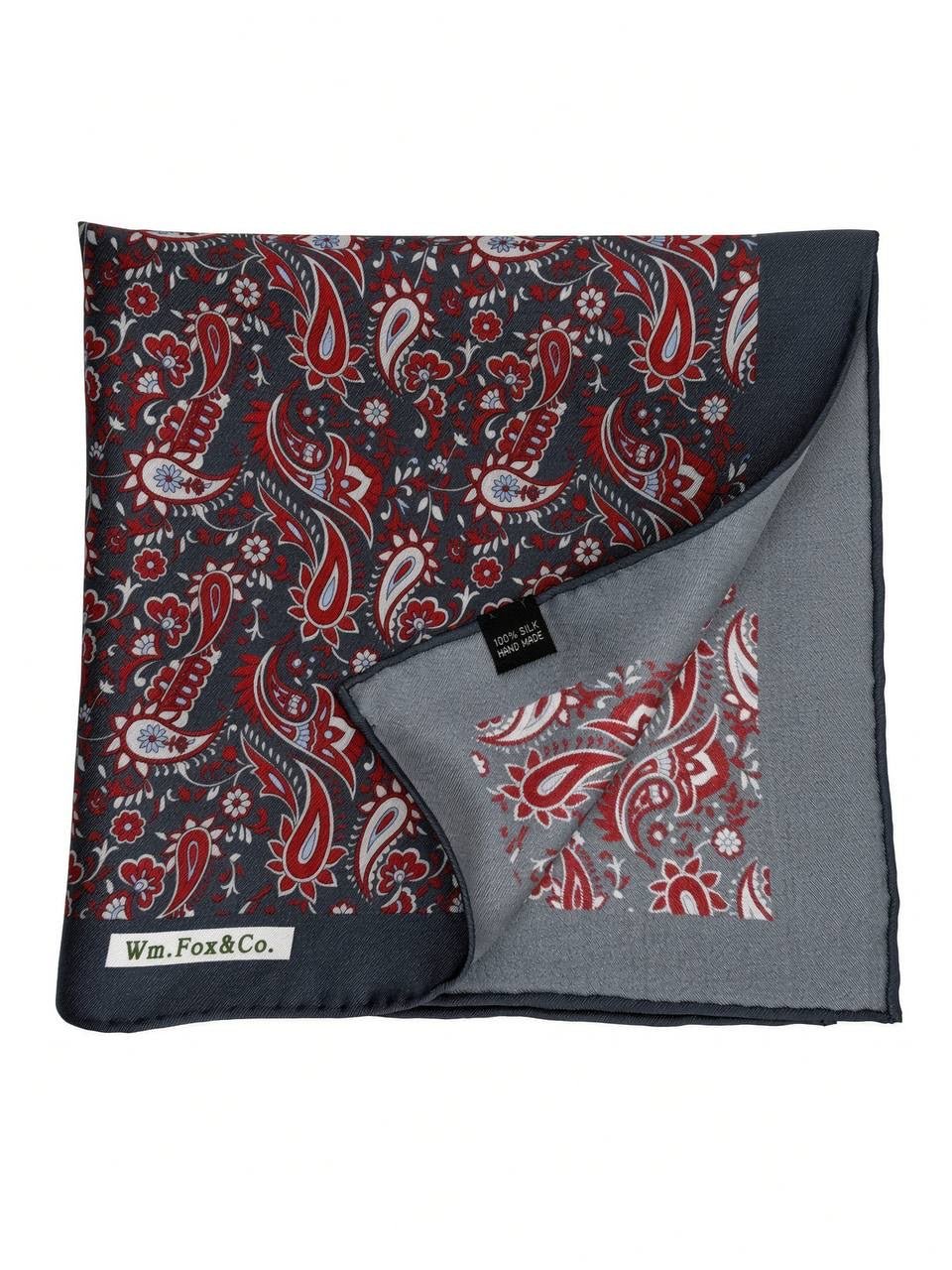 Black & Ruby Botanical Paisley Pocket Square - Wm. Fox & Co.