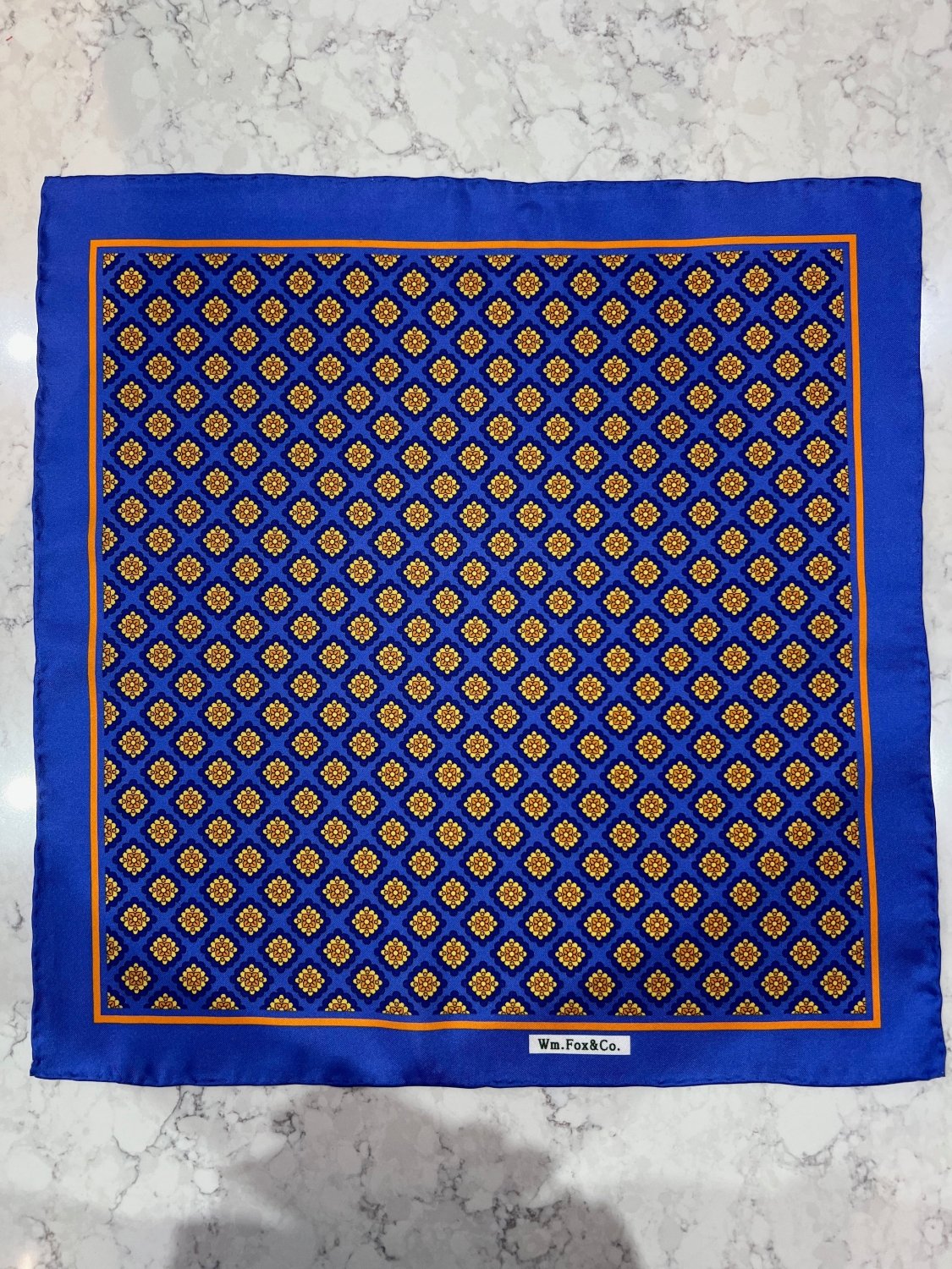 Blue and Gold Medallion Pocket Square - Wm. Fox & Co.