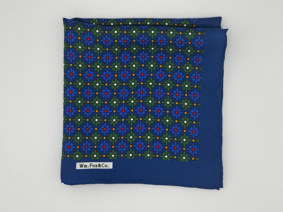 Blue and Green Geometric Pocket Square - Wm. Fox & Co.
