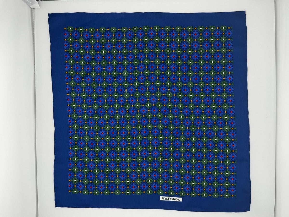 Blue and Green Geometric Pocket Square - Wm. Fox & Co.