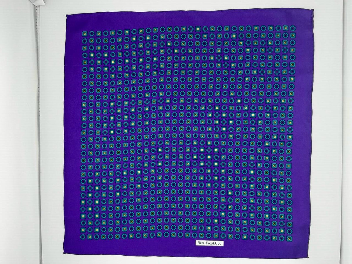 Blue and Green Medallion Pocket Square - Wm. Fox & Co.