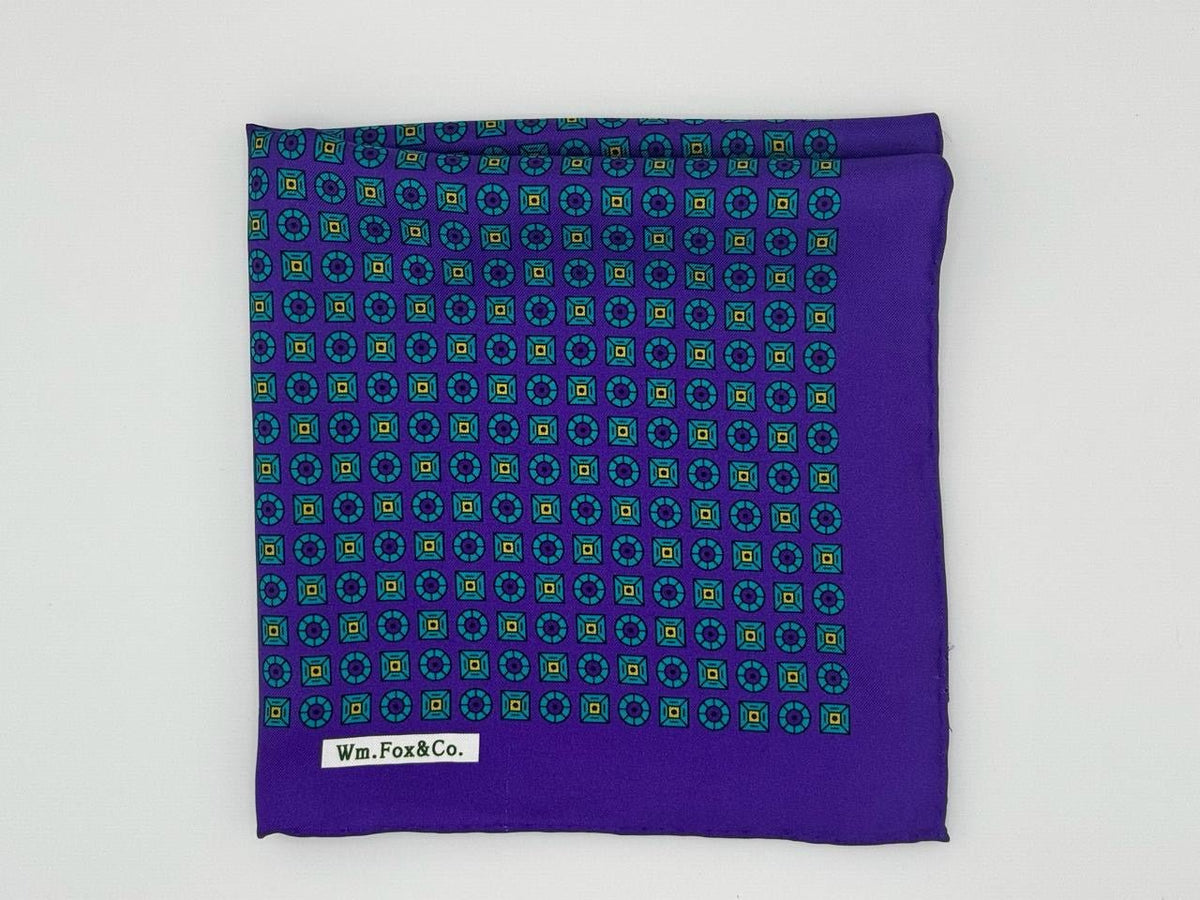 Blue and Green Medallion Pocket Square - Wm. Fox & Co.