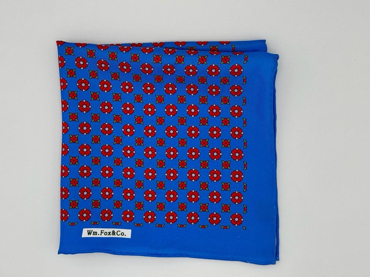 Blue and Red Medallion Pocket Square - Wm. Fox & Co.