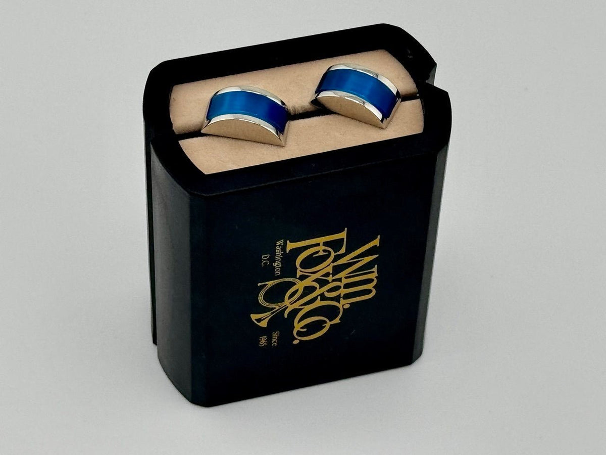 Blue Curved Bar Cufflinks - Wm. Fox & Co.