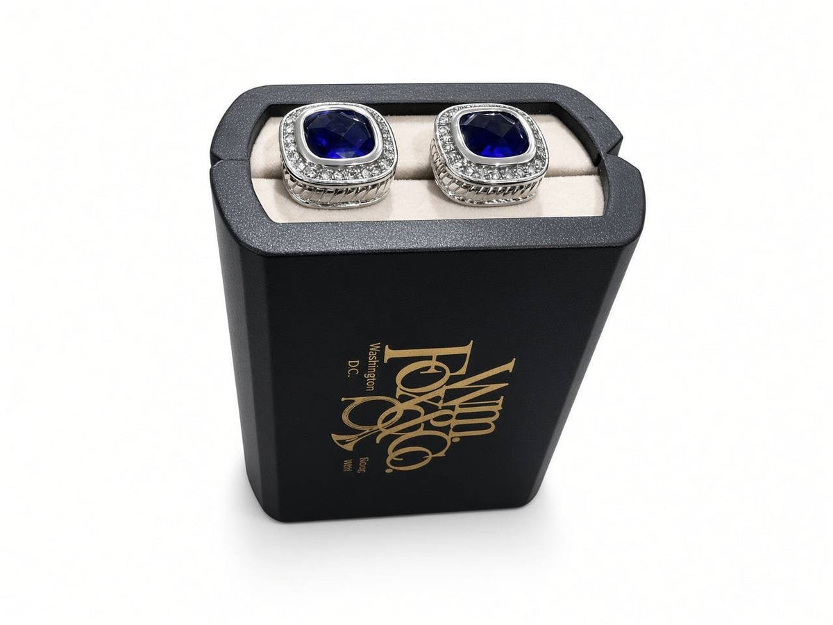 Blue Cushion Halo Cufflinks - Wm. Fox & Co.