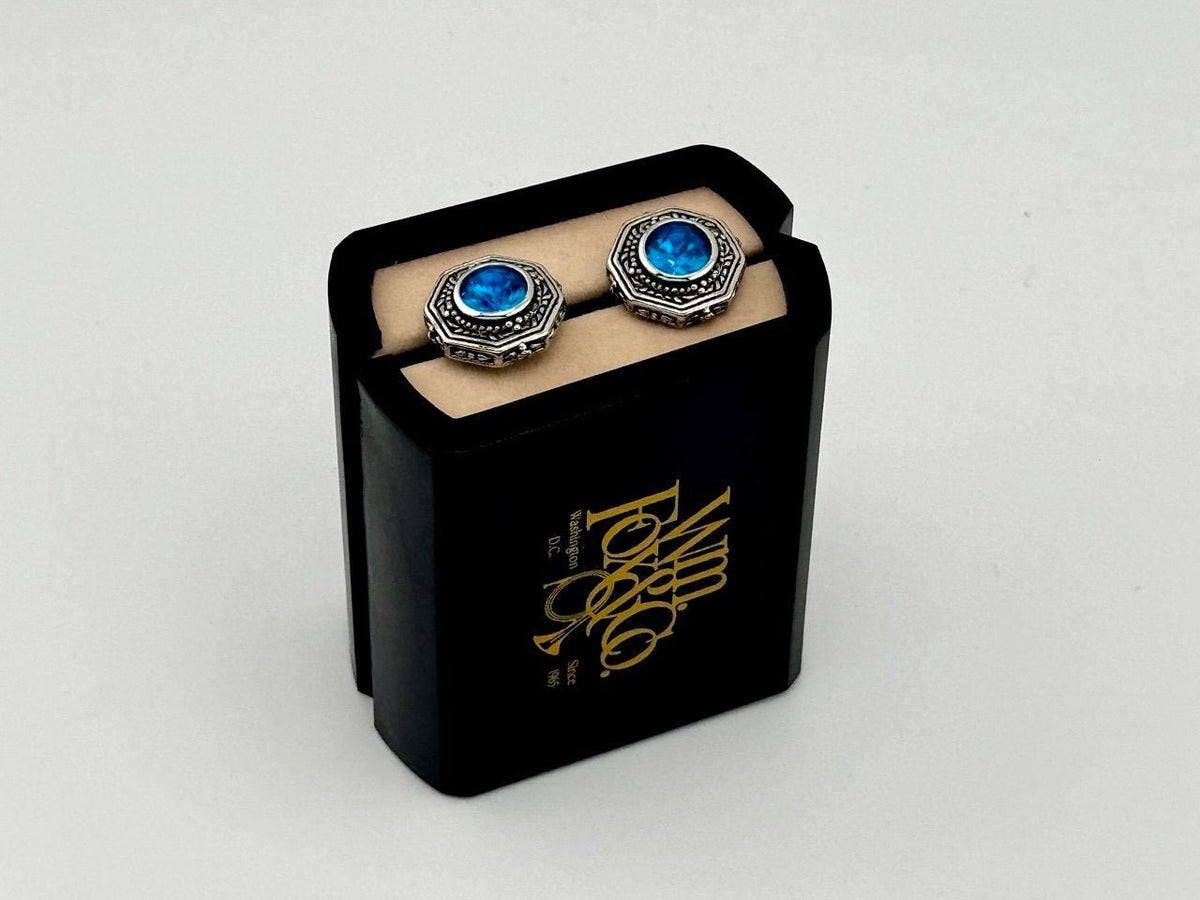 Blue Round Halo Cufflinks - Wm. Fox & Co.