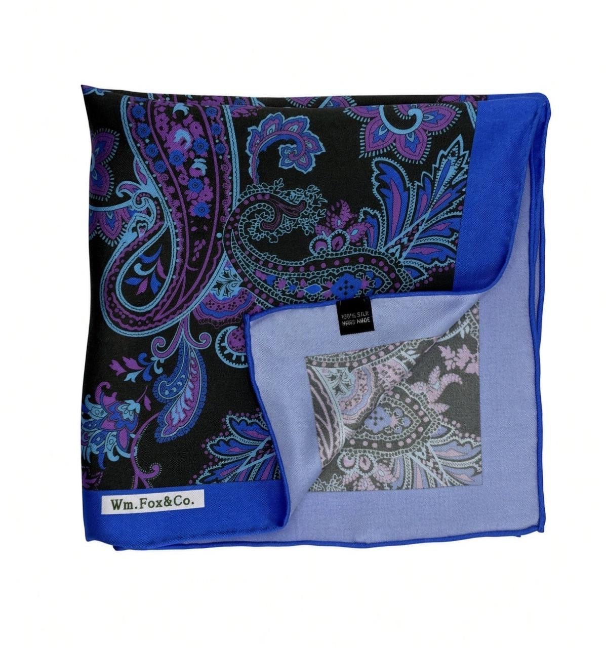 Blue & Violet Paisley Pocket Square - Wm. Fox & Co.