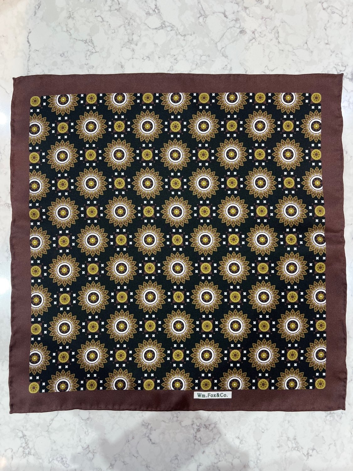Brown and Gold Medallion Pocket Square - Wm. Fox & Co.