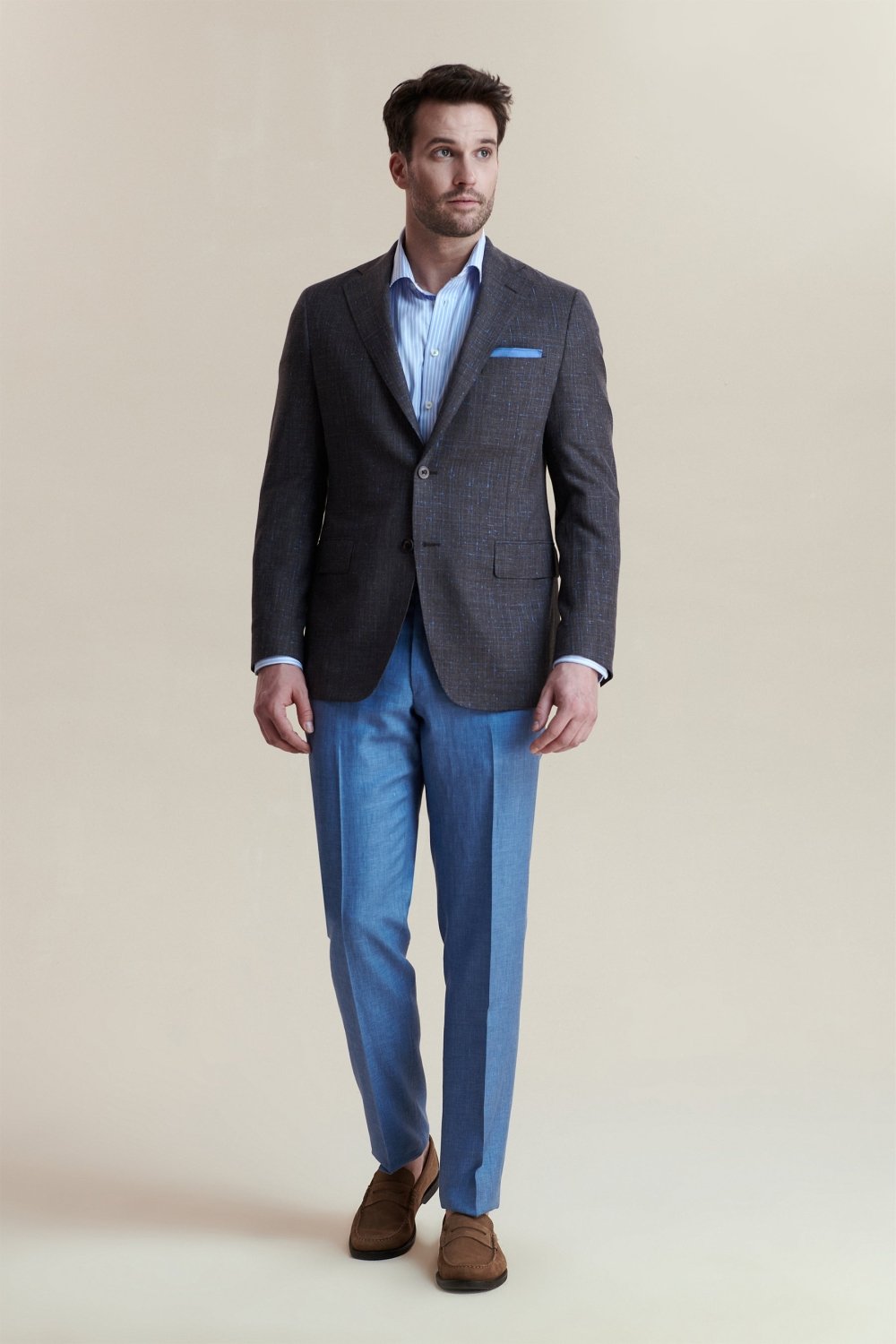 Brown Loro Piana Wool, Silk and Linen Donegal Jacket - Wm. Fox & Co.