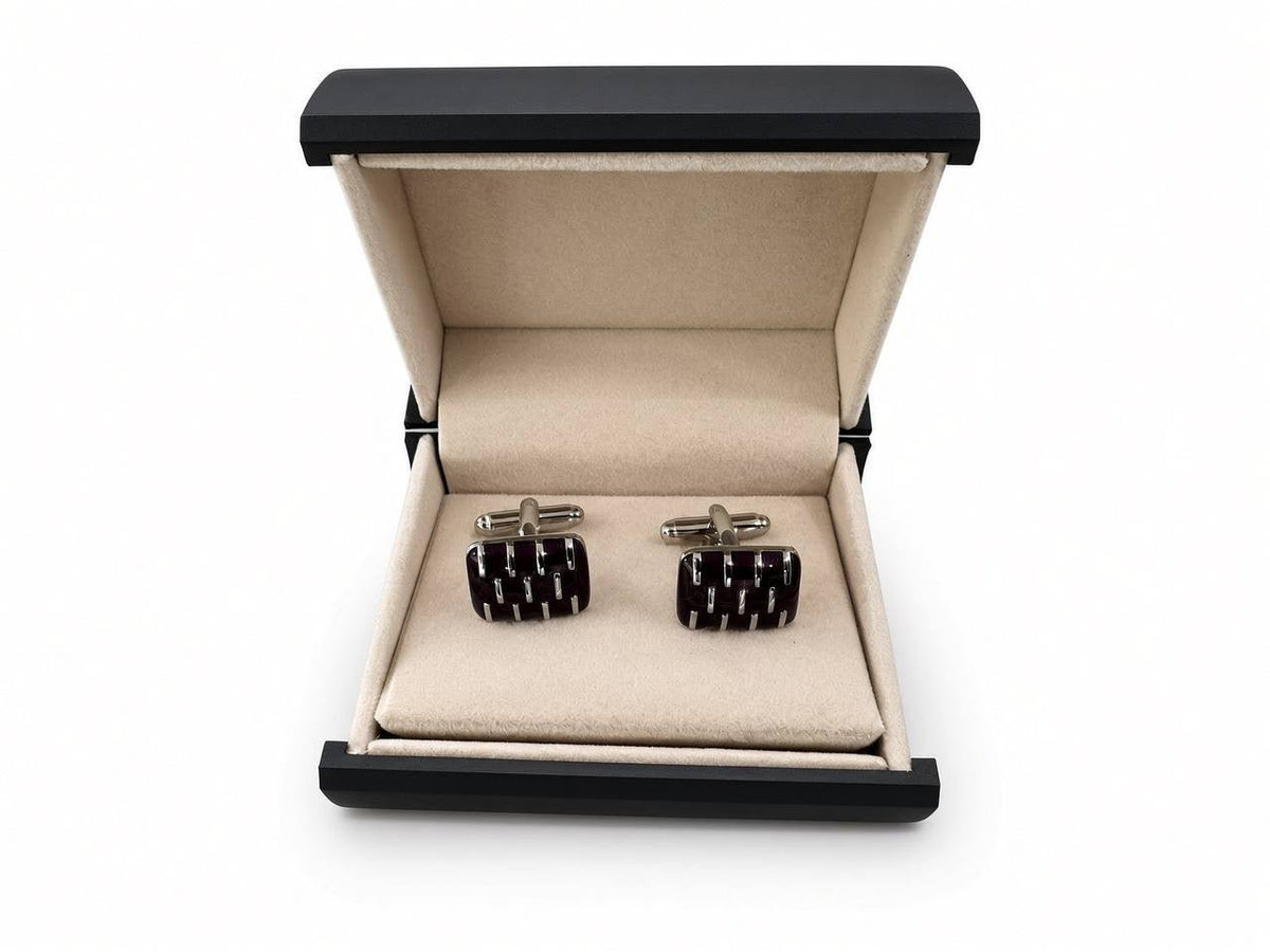 Burgundy Basketweave Cufflinks - Wm. Fox & Co.