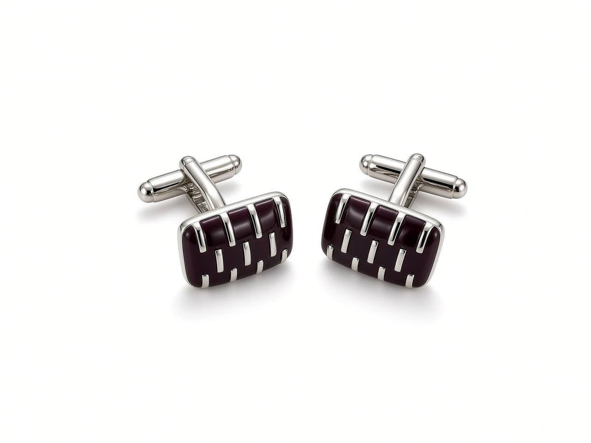 Burgundy Basketweave Cufflinks - Wm. Fox & Co.