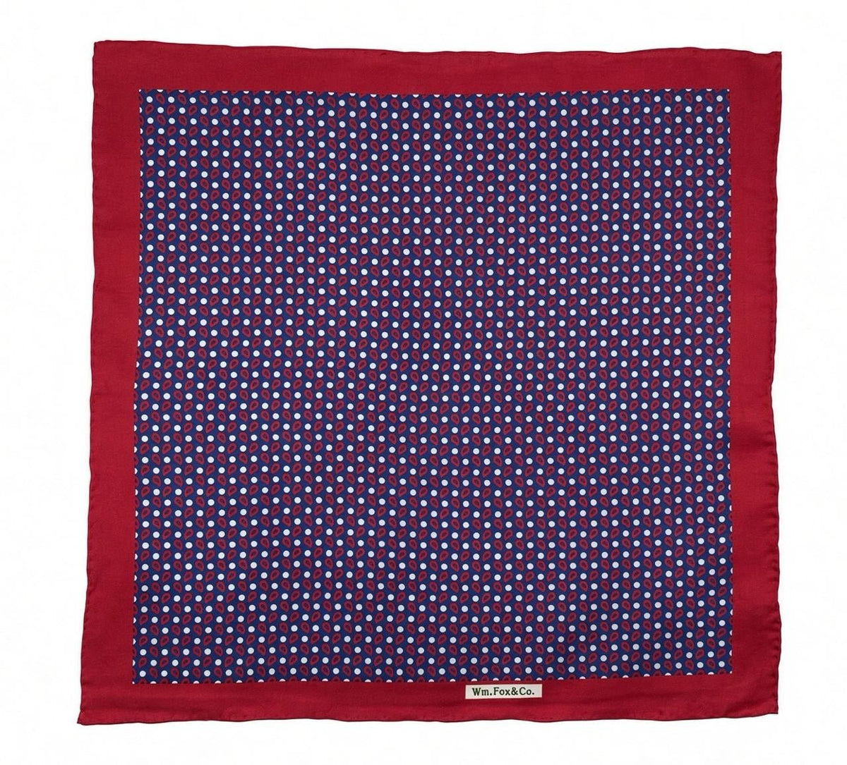 Burgundy & Blue Micro-Motif Pocket Square - Wm. Fox & Co.