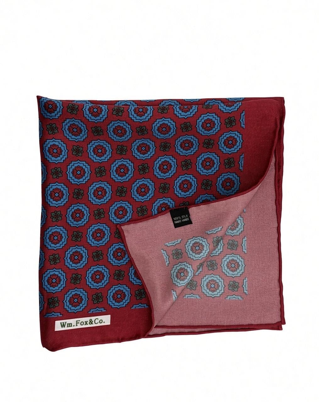 Burgundy & Blue Rosette Pocket Square - Wm. Fox & Co.