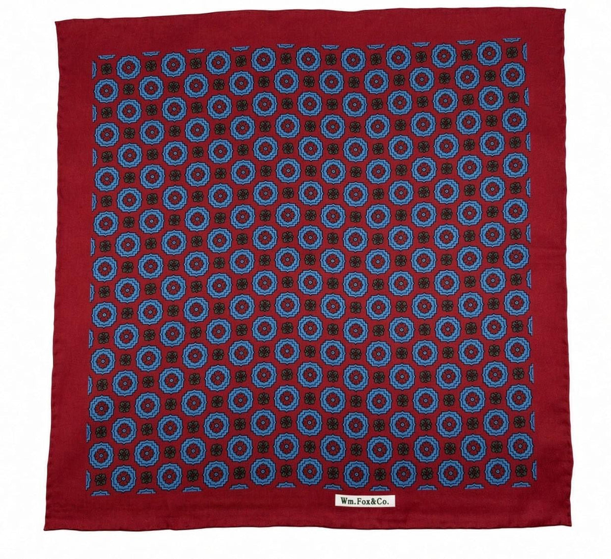 Burgundy & Blue Rosette Pocket Square - Wm. Fox & Co.