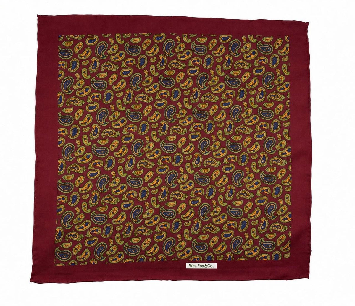 Burgundy & Gold Paisley Pocket Square - Wm. Fox & Co.