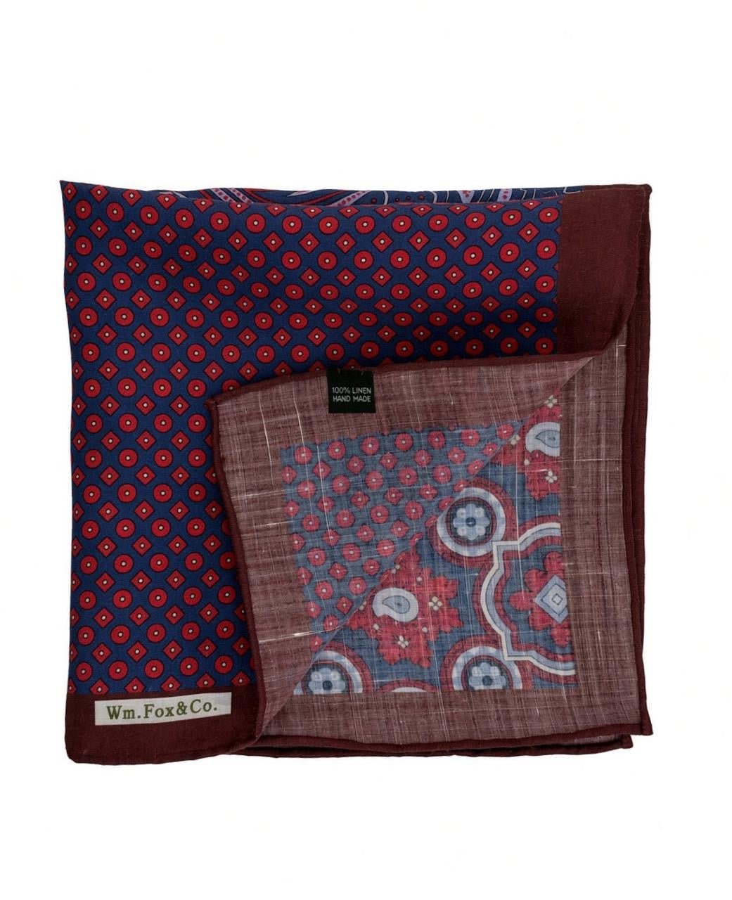 Burgundy & Navy Four-Pattern Pocket Square - Wm. Fox & Co.
