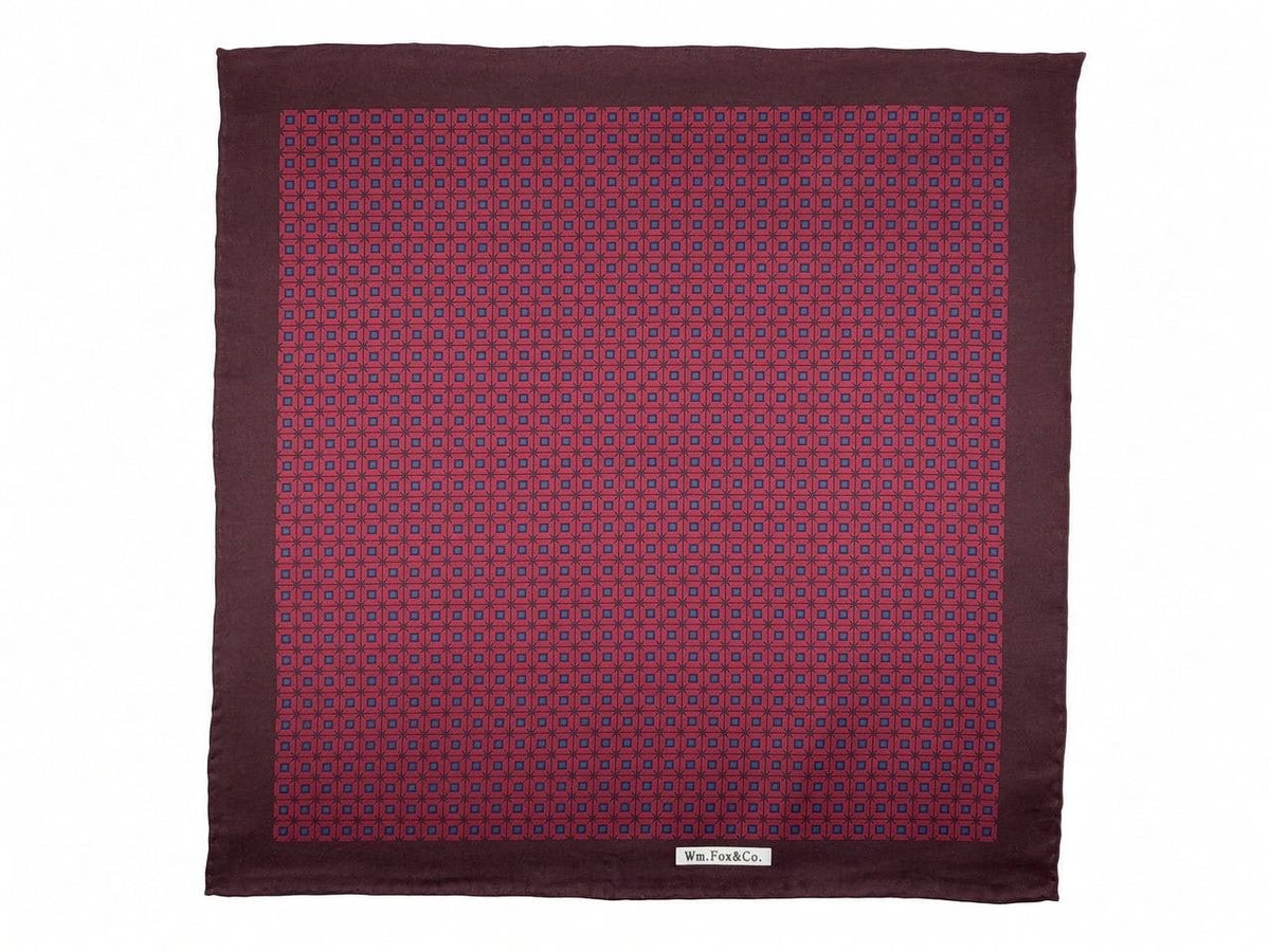 Burgundy Tonal Micro Pattern Pocket Square - Wm. Fox & Co.