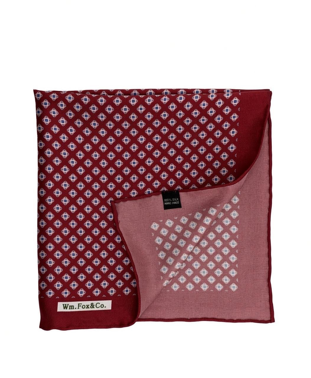 Burgundy & White Diamond Pocket Square - Wm. Fox & Co.