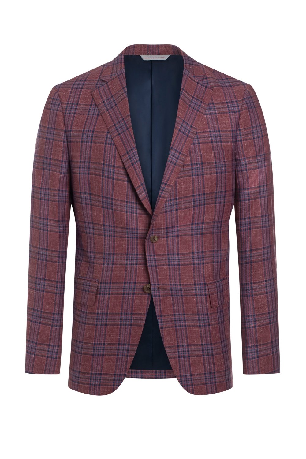 Burgundy Wool, Silk and Linen Blend Plaid Jacket - Wm. Fox & Co.