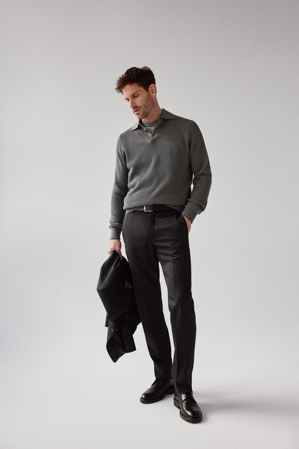 Charcoal 120's Wool Jacket - Wm. Fox & Co.