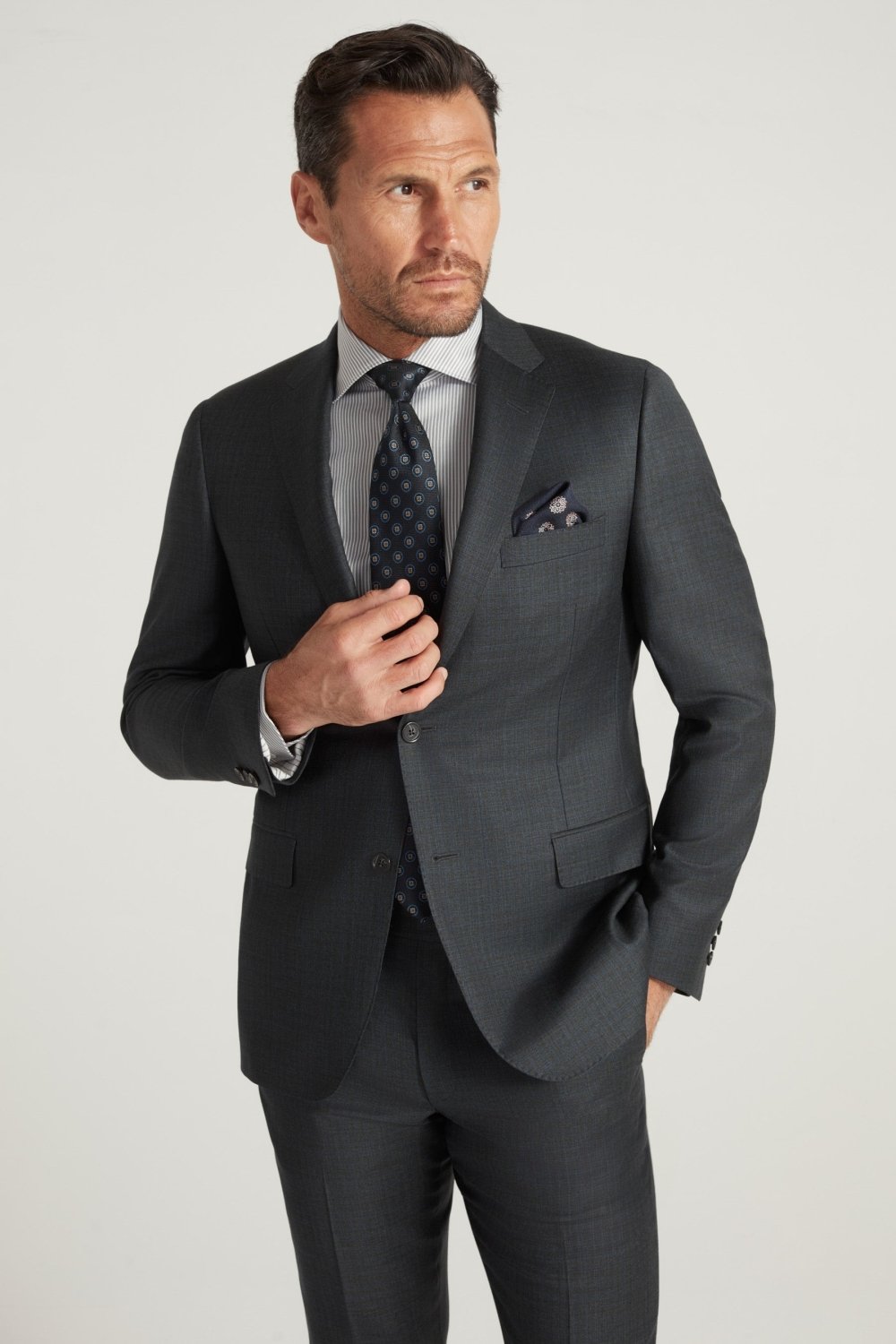 Charcoal Super 130’s Wool Sharkskin Suit - Wm. Fox & Co.