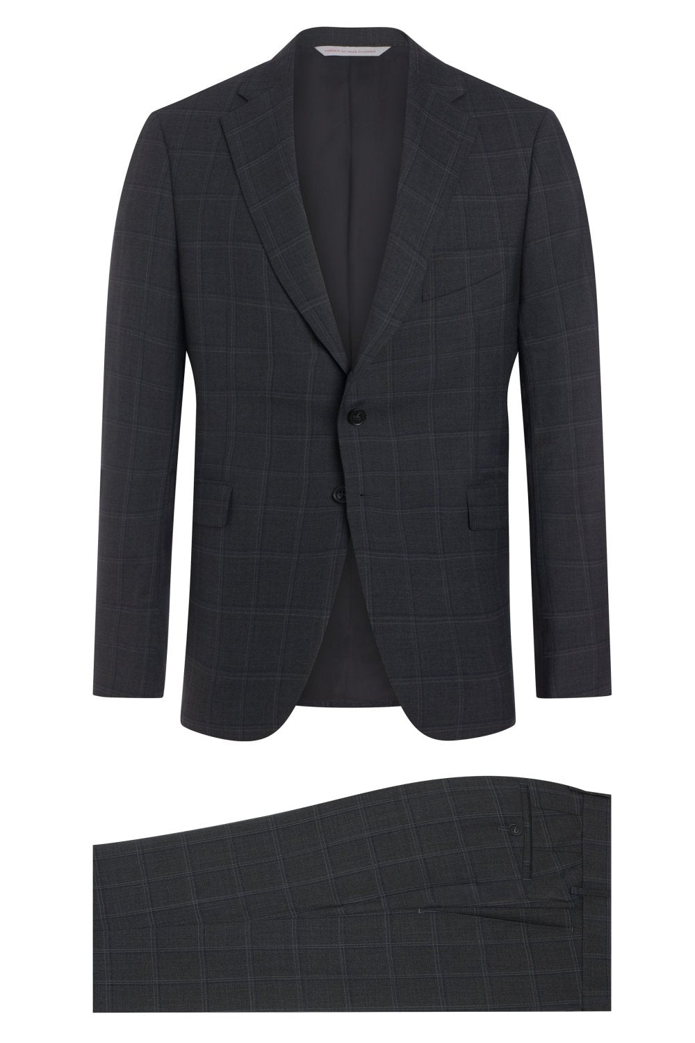 Dark Grey Navy Windowpane Wool Suit - Wm. Fox & Co.