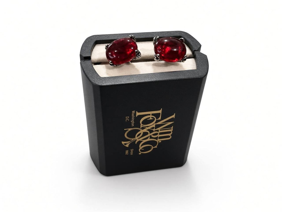 Deep Red Oval Cufflinks - Wm. Fox & Co.