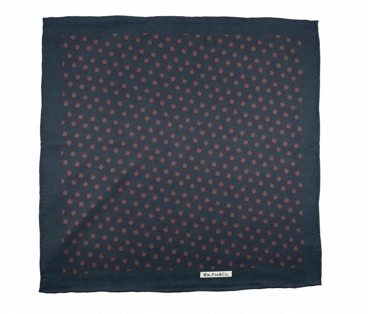 Deep Teal & Burgundy Medallion Pocket Square - Wm. Fox & Co.