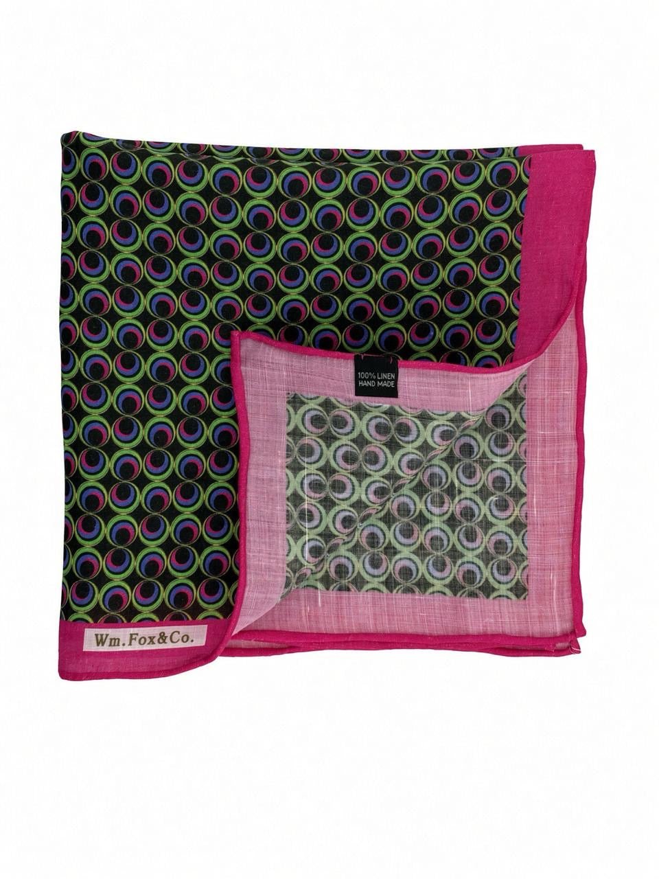 Fuchsia Border Multicolor Rings Pocket Square - Wm. Fox & Co.