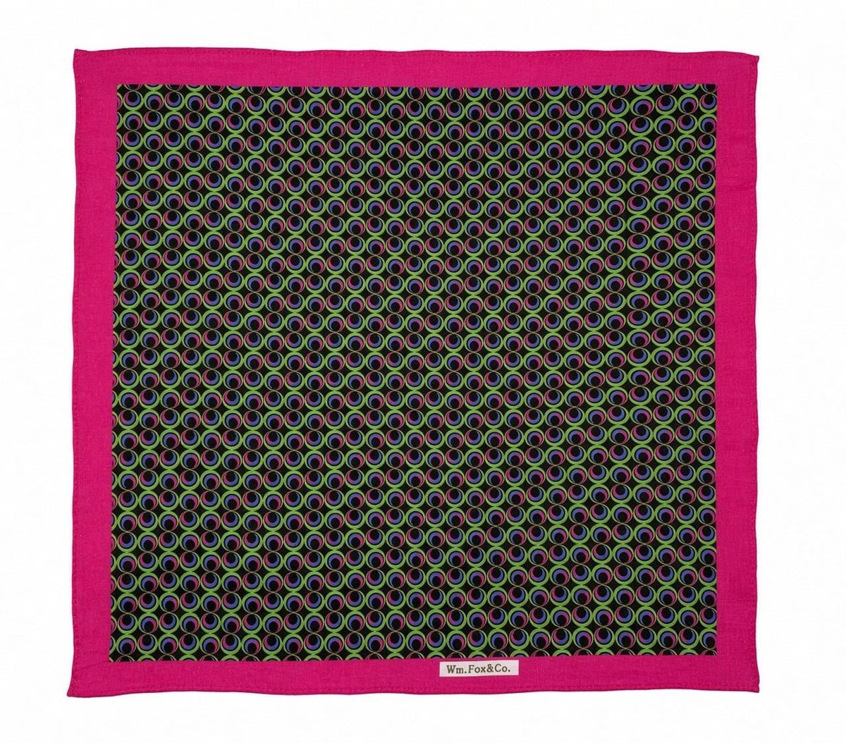 Fuchsia Border Multicolor Rings Pocket Square - Wm. Fox & Co.