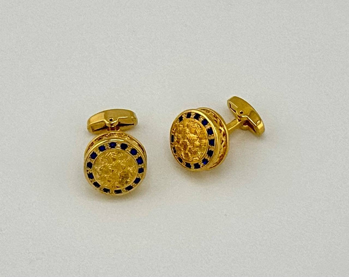 Gold-Tone Dotted Medallion Cufflinks - Wm. Fox & Co.