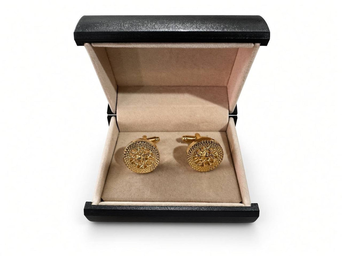 Gold-Tone Floral Disc Cufflinks - Wm. Fox & Co.