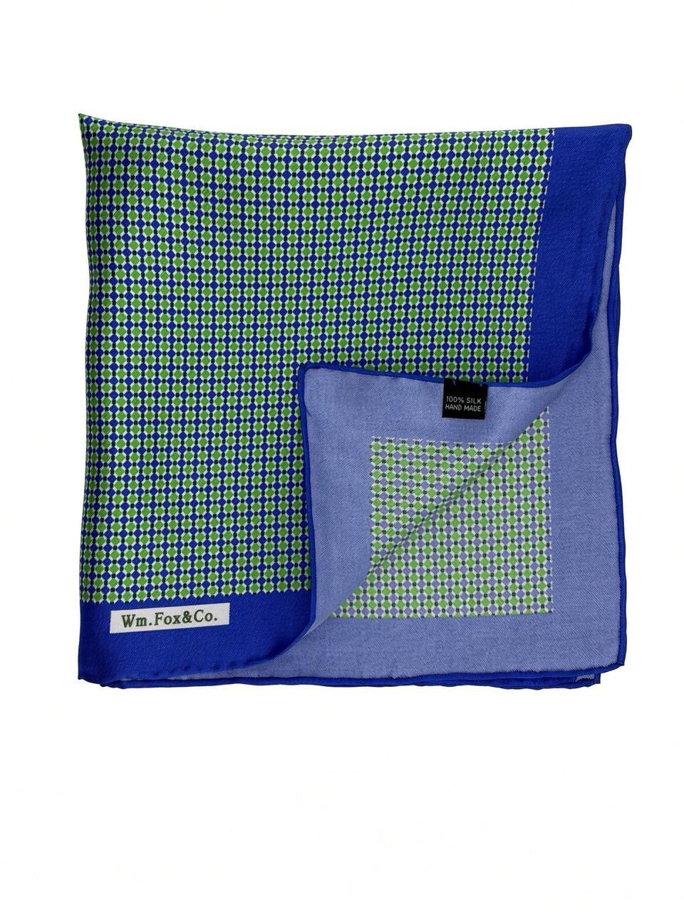 Green & Blue Microcheck Pocket Square - Wm. Fox & Co.
