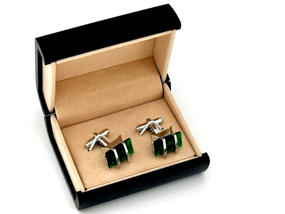Green Inlay Bar Cufflinks - Wm. Fox & Co.