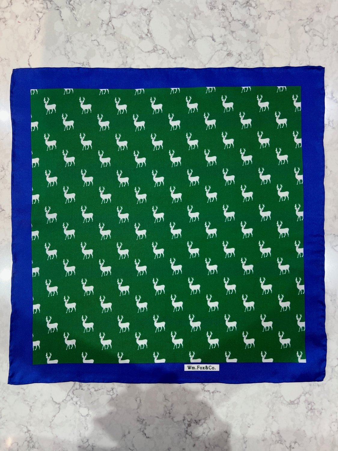Green Stag Motif Pocket Square - Wm. Fox & Co.