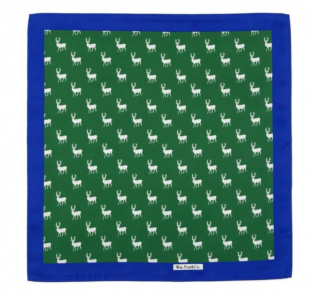 Green Stag Motif Pocket Square - Wm. Fox & Co.