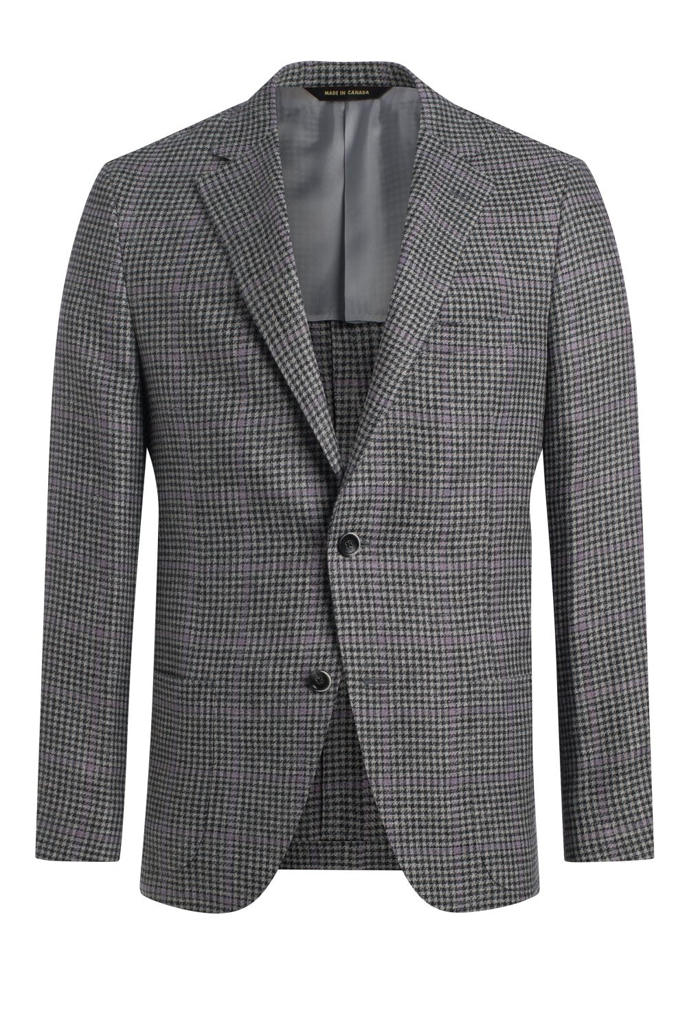 Grey & Purple Silk and Linen Blend Houndstooth Jacket - Wm. Fox & Co.