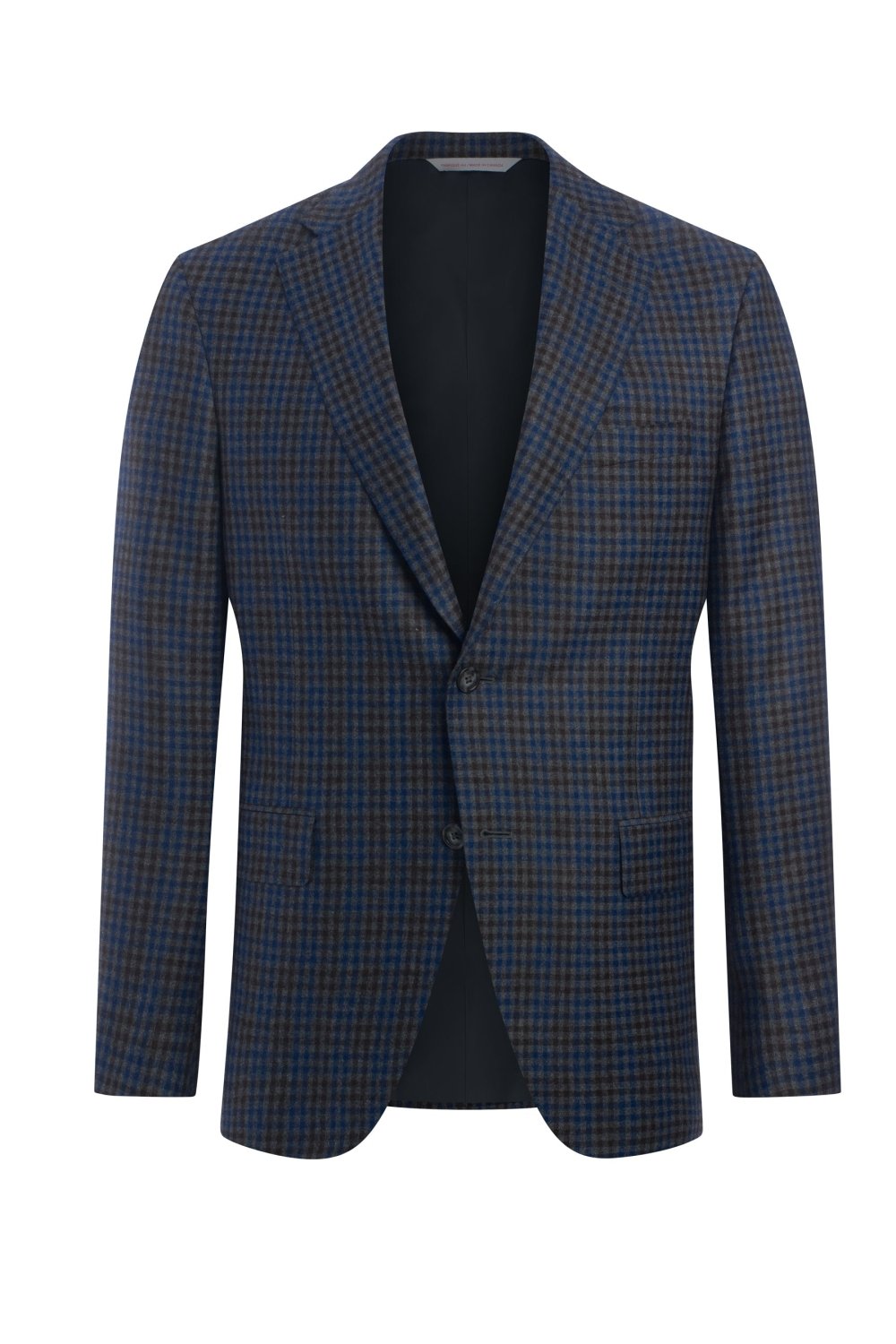 Grey with Brown and Blue 130's Plaid Jacket - Wm. Fox & Co.