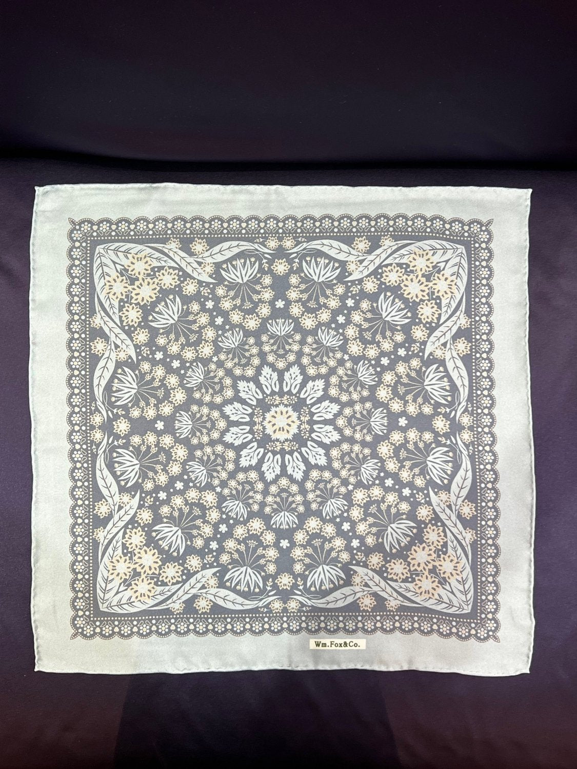 Ivory and Charcoal Ornamental Pocket Square - Wm. Fox & Co.