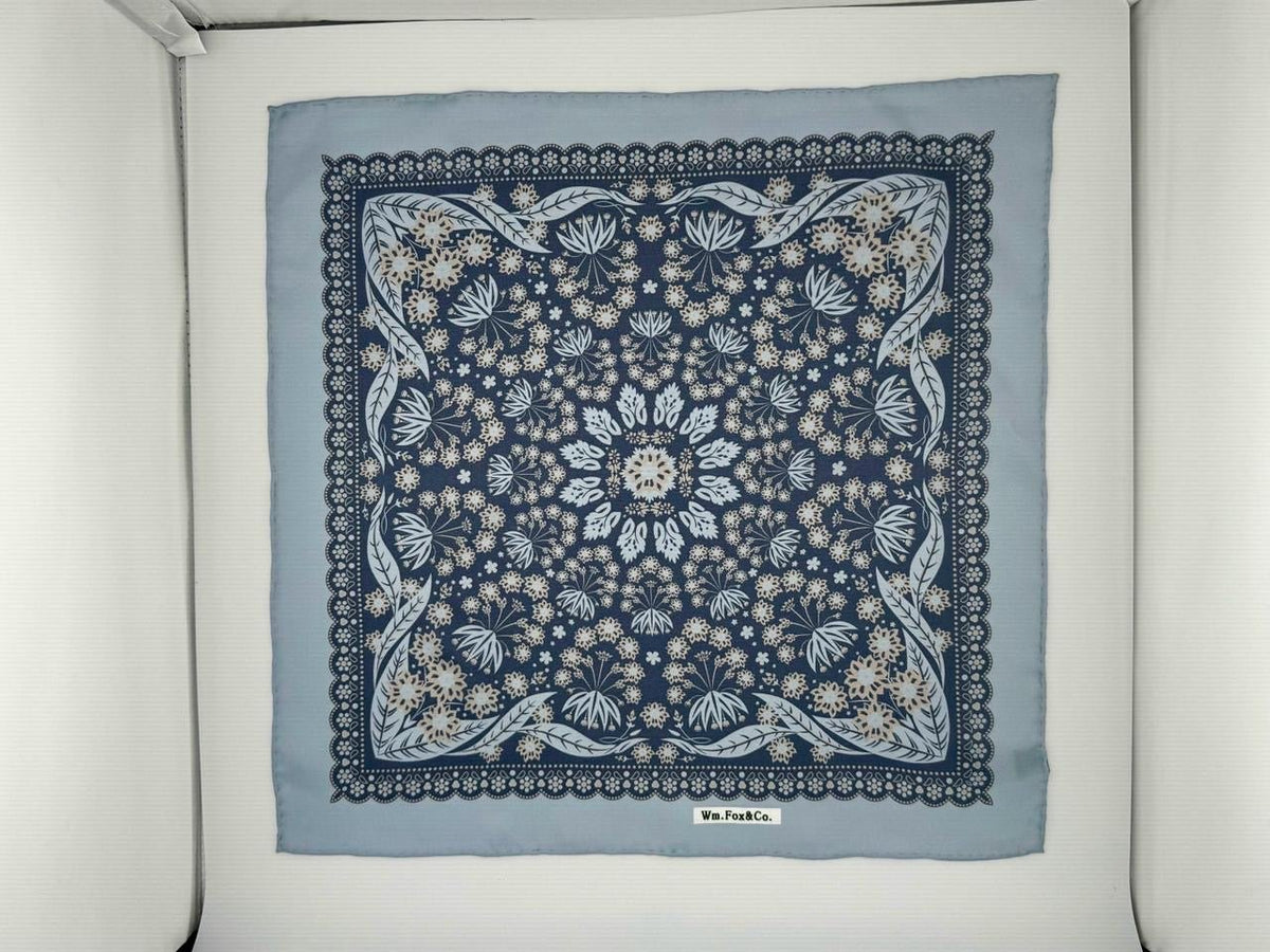 Ivory and Charcoal Ornamental Pocket Square - Wm. Fox & Co.